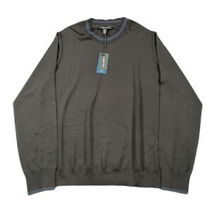 Kenneth Cole‎ Knit Sweater Mens 2XL Black Pullover Striped Collar $99